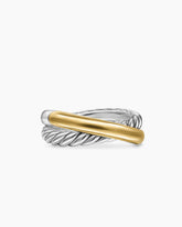 Crossover Two Row Ring in Sterling Silver with 14K Yellow Gold, 7.4mm